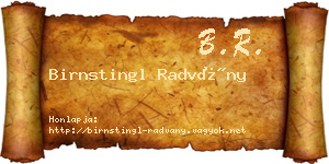 Birnstingl Radvány névjegykártya
